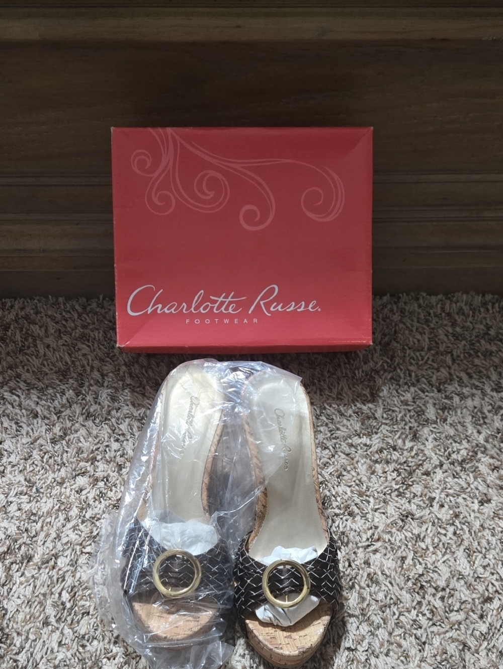 Charlotte Russe Brown Cork Wedge Sandals